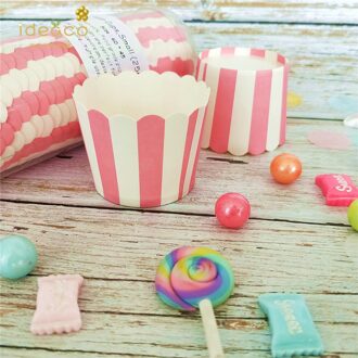200 Stuks Roze Gestreepte In Diverse Kleuren Bakken Liner Cupcake Papier Cup 60X45Mm Wedding Party Dessert Muffin cup Cake Tool
