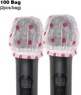 200 Stuks Wegwerp Non-woven Microfoon Cover Removal Voorruit Beschermende Mic Cap Pad Voor Ktv Karaoke Levert roos Rood