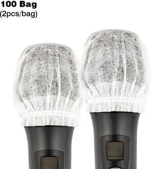 200 Stuks Wegwerp Non-woven Microfoon Cover Removal Voorruit Beschermende Mic Cap Pad Voor Ktv Karaoke Levert wit