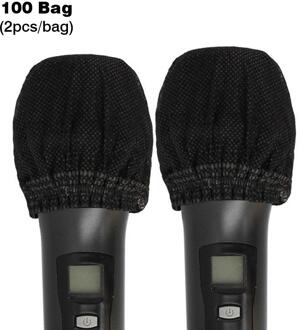 200 Stuks Wegwerp Non-woven Microfoon Cover Removal Voorruit Beschermende Mic Cap Pad Voor Ktv Karaoke Levert zwart