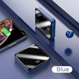 20000 Mah Mini Power Bank Spiegel Screen Led Display Powerbank Snel Opladen Externe Batterij Poverbank Voor Smartphone blauw