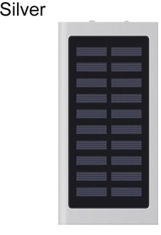 20000Mah Draagbare Externe Batterij Zonne-energie Bank 2.1A Snelle Telefoon Oplader Dubbele Usb Uitgang Poverbank Voor Xiaomi Huawei Iphone Zilver