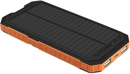 20000Mah Kompas Camping Licht Solar Batterij Draagbare Oplader Dual Output Usb Externe Batterij Grote Capaciteit Solar Power Bank oranje en zwart