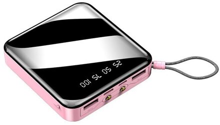 20000Mah Mini Power Bank Digitale Display 2 Usb Draagbare Dual Led Verlichting Externe Batterij Fast Charger Telefoon Batterij Voor iphone roze