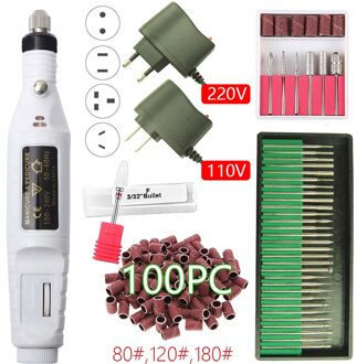 20000Rpm Electric Nail Boor Machine Manicure Boor Machine Pedicure Boor Machine Professionele Nail Salon Boor Machine Set 20000 Full reeks wit