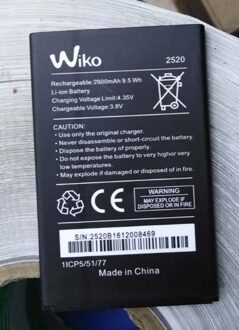 2000Mah 3.8V Batterij Voor Wiko 2520 Mobiele Telefoon Batterie Bateria Vervangen Onderdelen