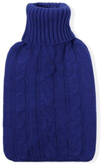 2000Ml Effen Kleur Zachte Gebreide Cover Handwarmer Water Gevulde Tas Winter Dagelijks Water Fles Cover Grote blauw