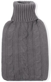 2000Ml Effen Kleur Zachte Gebreide Cover Handwarmer Water Gevulde Tas Winter Dagelijks Water Fles Cover Grote donker grijs