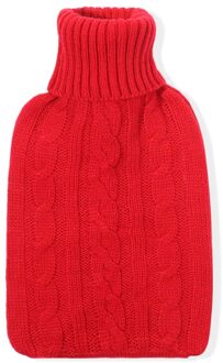 2000Ml Effen Kleur Zachte Gebreide Cover Handwarmer Water Gevulde Tas Winter Dagelijks Water Fles Cover Grote rood