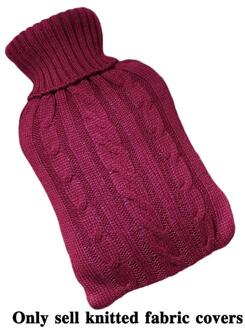 2000Ml Warm Water Fles Gebreide Cover Effen Kleur Water Gevulde Tas Doek Cover Handwarmer Winter Soft Warm Water Zak cover wijn rood