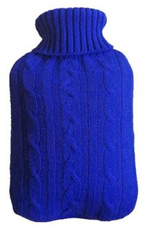 2000Ml Warm Water Fles Gebreide Cover Veilig Warm Water Fles Verwijderbare Gebreide Koude-Proof Warm Pouch Winter Beschermende cover donker blauw