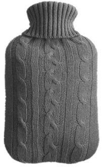 2000Ml Warm Water Fles Gebreide Cover Veilig Warm Water Fles Verwijderbare Gebreide Koude-Proof Warm Pouch Winter Beschermende cover donker grijs