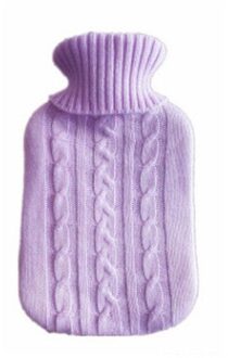 2000Ml Warm Water Fles Gebreide Cover Veilig Warm Water Fles Verwijderbare Gebreide Koude-Proof Warm Pouch Winter Beschermende cover licht paars