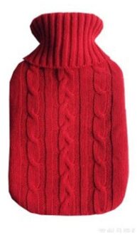 2000Ml Warm Water Fles Gebreide Cover Veilig Warm Water Fles Verwijderbare Gebreide Koude-Proof Warm Pouch Winter Beschermende cover rood