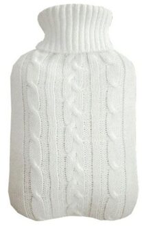 2000Ml Warm Water Fles Gebreide Cover Veilig Warm Water Fles Verwijderbare Gebreide Koude-Proof Warm Pouch Winter Beschermende cover wit