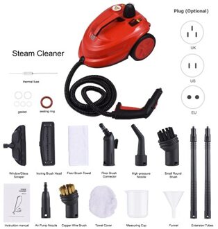 2000W Steam Cleaner Multi-Purpose Deep Cleaning Rolling Steam Cleaner for Windows Floors Cleaning with 16 Accessories 1.8L Tank
