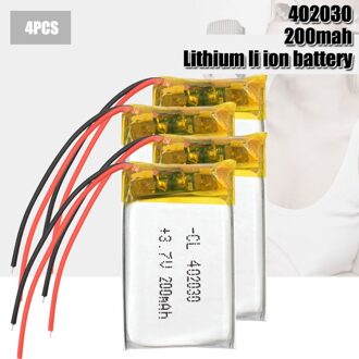200Mah 3.7V 402030 042030 Lithium Li-Ion Polymeer Batterij Oplaadbare Li-Po Batterijen Voor Bluetooth Gps MP3 MP4 MP5 Psp 4stk