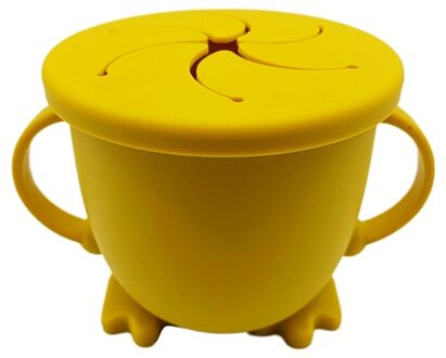 200Ml Baby Baby Leren Feeding Kom Cup Met Handvat Siliconen Snack Gerechten Opslag Container Kinderen Plaat Servies Burnt geel