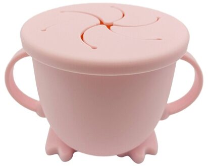 200Ml Baby Baby Leren Feeding Kom Cup Met Handvat Siliconen Snack Gerechten Opslag Container Kinderen Plaat Servies roze
