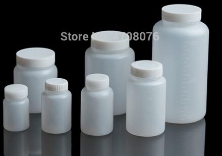 200ml brede mond 10 stks/pak PE laboratorium reagens fles met schaal Plastic monsterflesjes met schroef deksel ronde voor chemische test