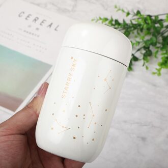 200Ml Geïsoleerde Thermosfles Sport Watter Fles Sterrenhemel Mini Capaciteit Lekvrij Koffie Mok Thermoskan Paar Voor Winter wit