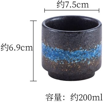 200Ml Japanse Stijl Theekopje Water Cup Steengoed Keramische Handgeschilderde Kungfu Theekopje Cuisine Drinkware WF9153 B