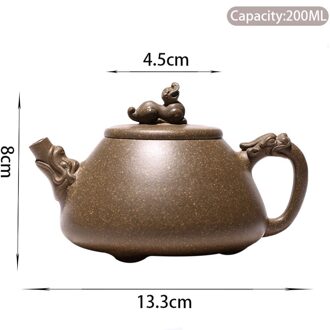 200Ml Yixing Paarse Klei Steen Scoop Theepotten Ruwe Erts Sectie Modder Handgemaakte Thee Pot Beauty Waterkoker Beroemde Zisha Thee set