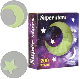 200Pcs 17Cm Lichtgevende Ster Stickers Slaapkamer Sofa Fluorescerende Schilderen Speelgoed Pvc Stickers Glow In The Dark Speelgoed
