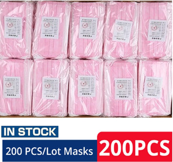 200Pcs Disposable Face Mask Earloop Adult Filter Face Mouth Masks Mouth Mask Non-woven Black Pink 3 Layer Protective Mascarila