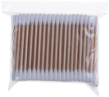 200Pcs Dubbele Hoofd Bamboe Wattenstaafje Vrouwen Make Bamboo Wattenstaafjes Eyeshaow Mengen Tool Voor Neus Oren Cleaning Tools Ivoor