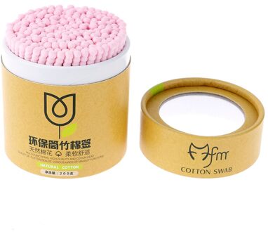200Pcs Dubbele Hoofd Bamboe Wattenstaafje Vrouwen Make Bamboo Wattenstaafjes Eyeshaow Mengen Tool Voor Neus Oren Cleaning Tools Roze