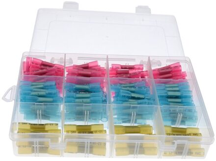 200Pcs Krimpkous Stootverbinders Kit Geïsoleerde Waterdichte Elektrische Auto Draad Crimp Terminals (3 Kleuren/3 Maten)
