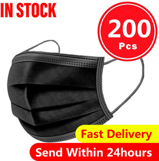 200pcs Mask Black Face Mask 3 Layer Disposable Masks mascarillas Safe Breathable Filter Mouth Mask mondmasker Protective Masks