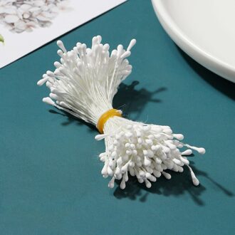 200Pcs Mini Parel Meeldraden Suiker Handgemaakte Kunstmatige Bloem Voor Bruiloft Decoratie Diy 3Mm Meeldraden Stamper Bloemen Decoratie Thuis wit