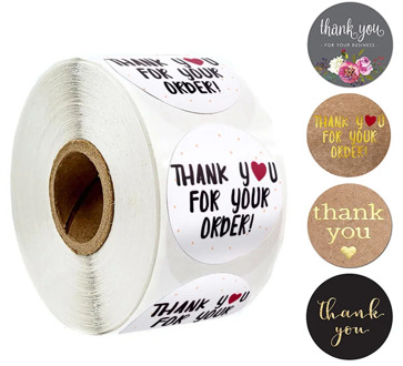 200pcs round thank you for your order sticker Heart Thanks for Shopping stationery Handmade sticker white/gold labels sticker