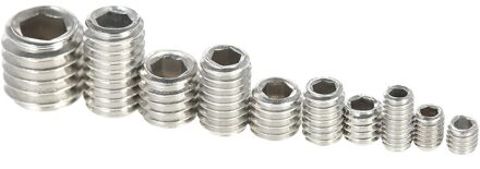 200Pcs Rvs Socket Schroeven Allen Hoofd Socket Hex Set Grub Schroef Assortiment Cup Point Kolom M3-M6/M8 zeshoekige Schroef