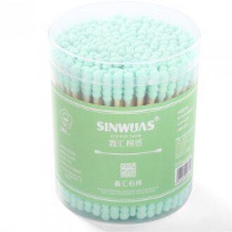 200x Bamboe Handvat Stok Wattenstaafjes Dubbele Tip Katoen Oor Hygiëne Zorg Product blauw