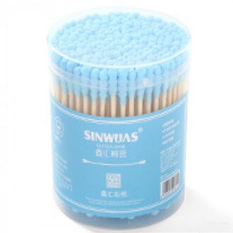 200x Bamboe Handvat Stok Wattenstaafjes Dubbele Tip Katoen Oor Hygiëne Zorg Product roze