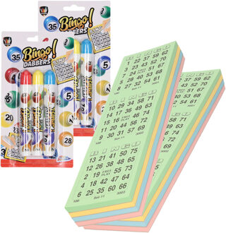 200x Bingokaarten nummers 1-75 inclusief 6x bingostiften