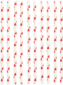 200x Duurzame papieren rietjes met hartjes - serie Pure - drinkrietjes - Valentijnsdag
