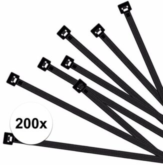 200x Kabelbinders zwart 100 x 2,5 mm - tie wraps / ribs