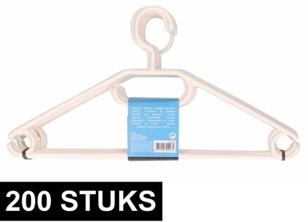 200x Plastic kledinghangers wit