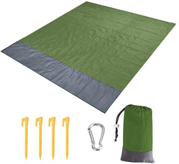 200X140Cm Pocket Camping Mat Draagbare Picknick Waterdichte Strand Deken Ground Mat Reizen Dragen Draagbare Onderdelen leger groen