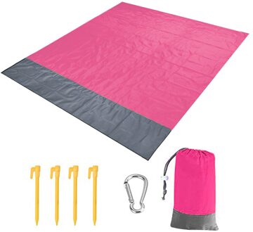200X140Cm Pocket Camping Mat Draagbare Picknick Waterdichte Strand Deken Ground Mat Reizen Dragen Draagbare Onderdelen roze