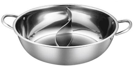 201 Roestvrij Stalen Pot Hotpot Inductie Fornuis Gasfornuis Compatibel Pot Huis Keuken Kookgerei Soep Kookpot Twin Verdeeld 28cm