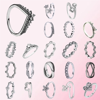 2019 100% 925 Sterling Silver Classic Flowers Heart-shaped Plum Crown Glamour Jewelry Ring Free Shipping Wholesale