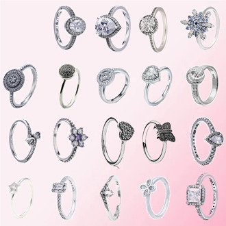 2019 100% 925 Sterling Silver Classic Rose Star Butterfly Heart Shape Women's Glamour Silver Jewelry Ring Free Shipping