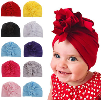 2019 Children Summer Accessories Fashion Newborn Toddler Kid Baby Boy Girl Turban Cotton Beanie Solid Ruffle Candy Color Hat Cap