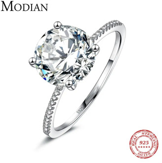 2019 Classic Luxury Real Solid 925 Sterling Silver Ring 3Ct 10 Hearts Arrows Zircon Wedding Jewelry Rings Engagement For Women