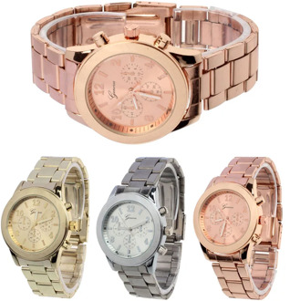 2019 Geneva Ladies Watch High Quality Stainless Steel Quartz Wrist Watch Geneva Watch Womens Rose Gold Watches Reloj Mujer Clock